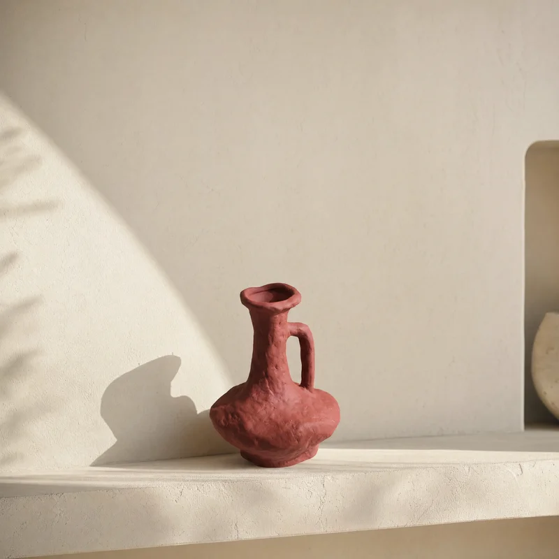 Terracotta vase in a studio setting